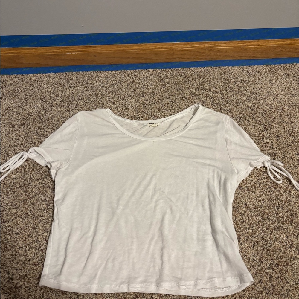 White Women's Top with Tie Sleeves
